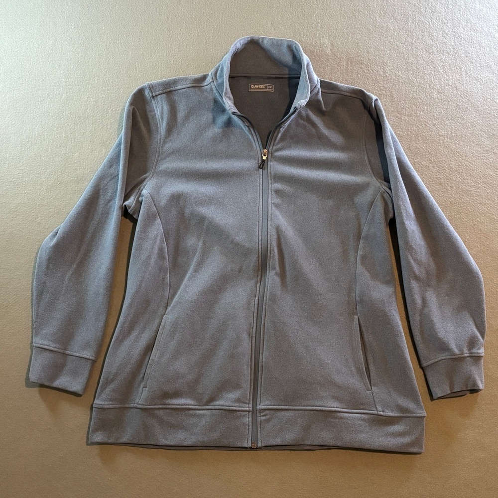 Hi-Tec Full Zip Fleece Jacket Womens XXL Gray Mock Neck Outdoor Hiking Active